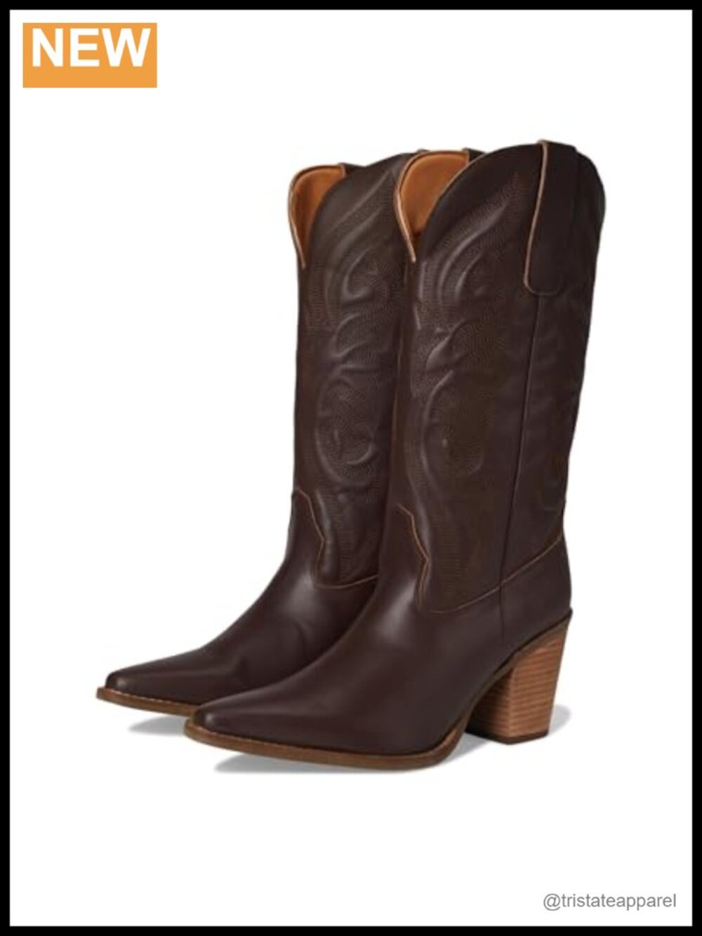 Dingo Hensley Embroidered Snip Toe Pull On Dress Boots Mid Calf Block Heel